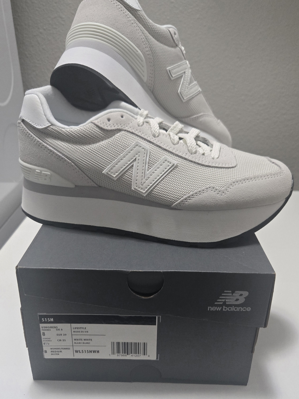 New Balance 515H White Platform Sneakers - Women's